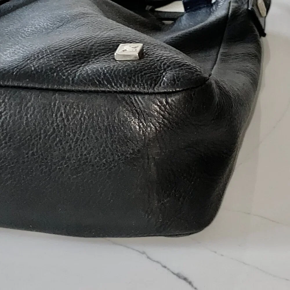 Paloma Picasso Leather Hobo Bucket Crossbody Bag Italy